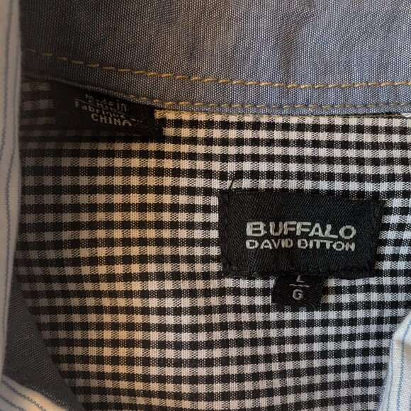 Buffalo David Bitton Men’s Western Snap Shirt Blue Pinstripe Short Sleeve Size L - Picture 6 of 9